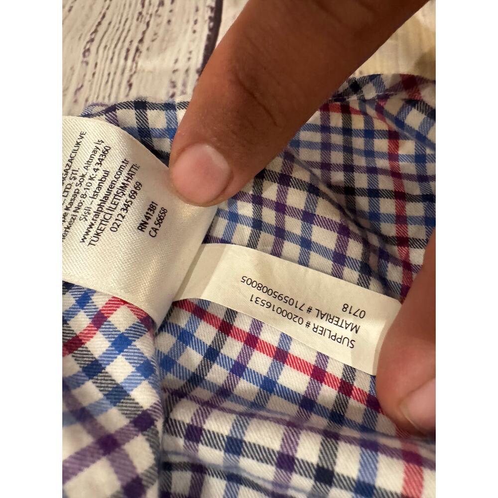 Ralph Lauren Tattersall Plaid OCBD Shirt Men's L Cotton Pony - Picture 6 of 11